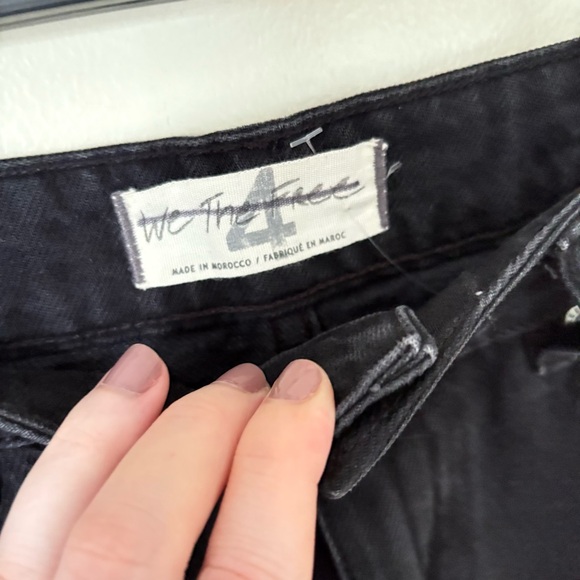 We The Free | Black Distressed Jean Mini Skirt | Size 4 - Picture 3 of 7